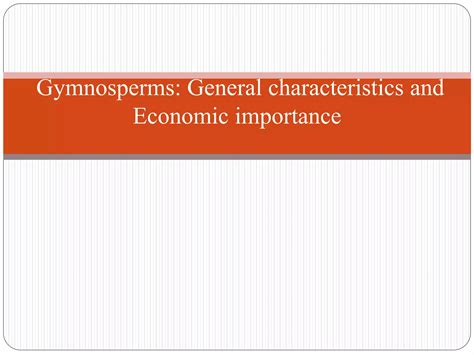 Gymnosperms General Characteristics And Economic Importance Pptx