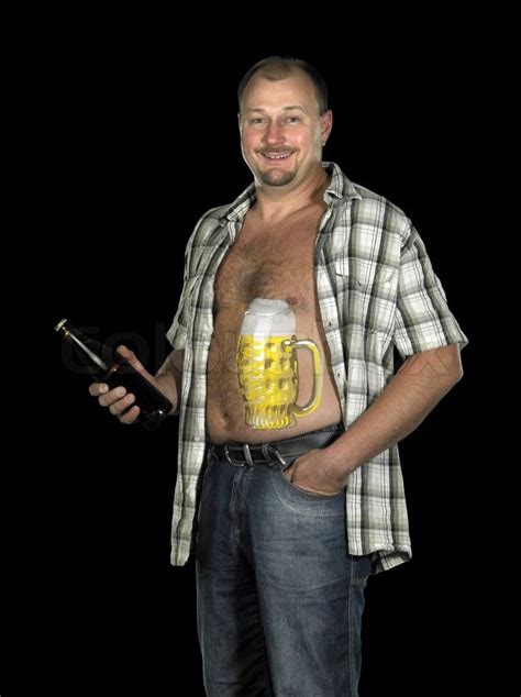 Man With Painted Beer Belly Stock Photo Colourbox