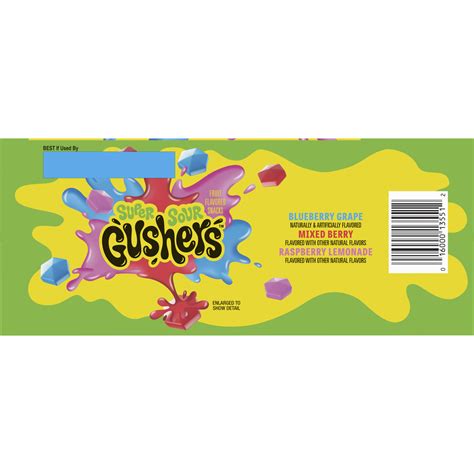 Gushers Super Sour Berry Flavor Fruit Snacks Original 8 Pack Candy