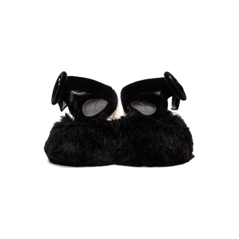 Simone Rocha Black Faux Fur Heeled Sandal Simone Rocha