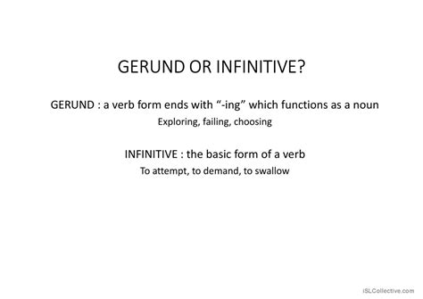 Gerunds And Infinitives General Gram English Esl Powerpoints