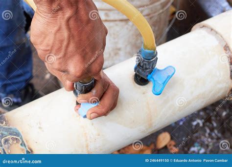 Installation of Irrigation System Stock Photo - Image of farm ...