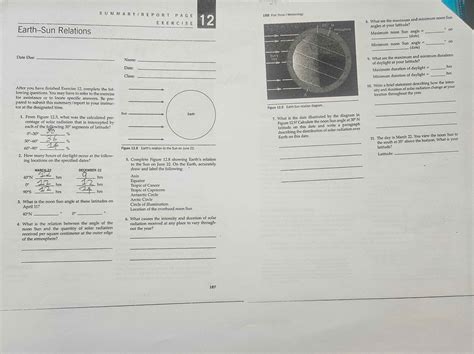 Exercise Twelve Earth Sun Relations 185 186 Part