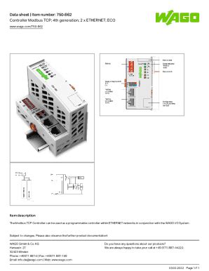 Fillable Online Data Sheetitem Number Controller Modbus Tcp