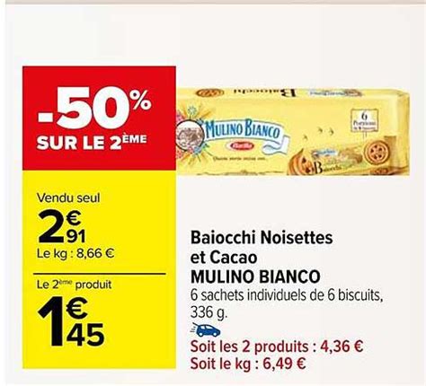 Promo Baiocchi Noisettes Et Cacao Mulino Bianco Chez Carrefour