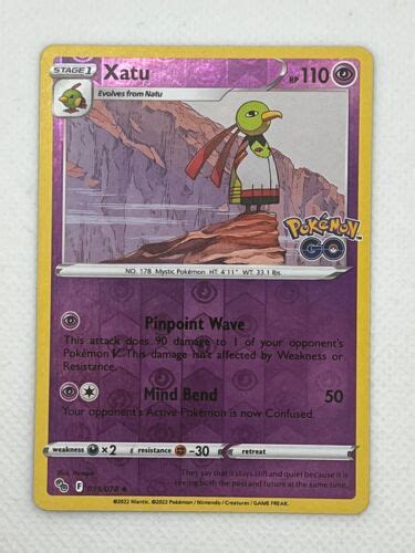 Pokemon Go TCG Card NM M 033 078 Xatu Reverse Holo EBay