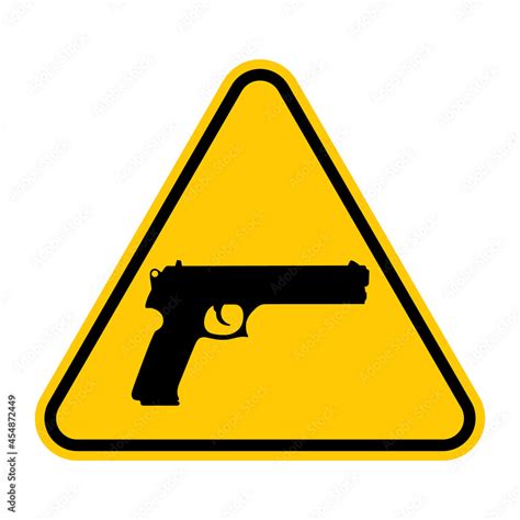 Guns Warning Sign Vector Illustration Of Yellow Triangle Sign With