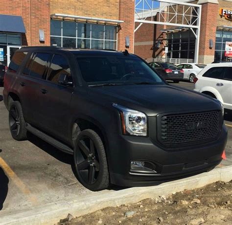 Satin Black Wrap Black Yukon Denali Dropped Trucks Suv Trucks Gmc