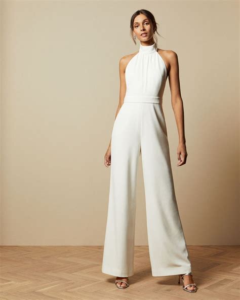 Ted Baker Olivya Halterneck Wide Leg Jumpsuit White Sale Bridal Wear