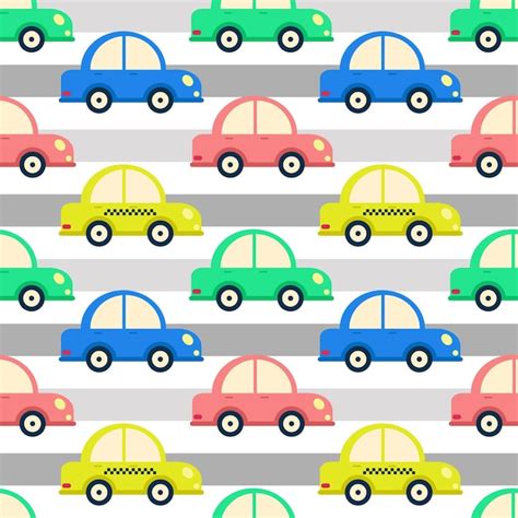 Premium Vector Baby Cars On Road Seamless Pattern