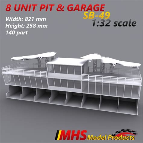 Slotcar Scenery Building 8 Unit Pit Garage With Control Center MHS