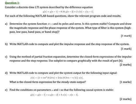 Solved Question 1 Consider A Discrete Time LTI System Chegg