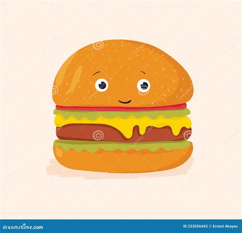 Funny Burger With Happy Face Cute Hamburger Vector Image Hot Sex Picture