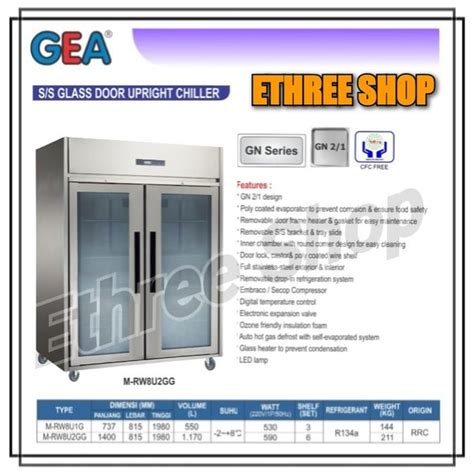 Jual Gea M Rw U Gg Stainless Steel Glass Door Upgright Chiller