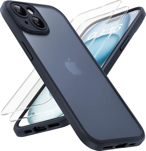 JETech Coque mate 5 en 1 pour iPhone 15 6 1 avec 2 protections d écran