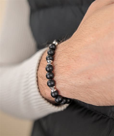 Pulsera Hombre Piedra Nix Y Plata Sira S Jewelry