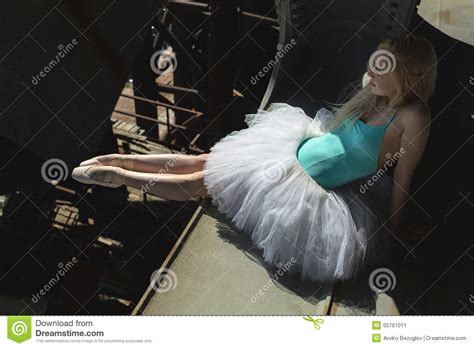 Ballerina Sitting On The Edge Of Bridge Stock Image Image Of