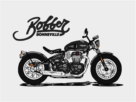 Classic Triumph Bonneville Bobber Draw Artwork Design For T Shirt