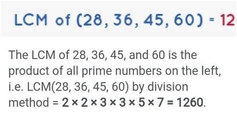 Lcm Of 28‚36‚45‚60 By Devision Method