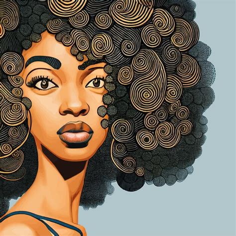 Negra Afro Afro Americana Menina Mulher Senhora Vetor Ilustra O