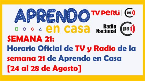 APRENDO EN CASA Horario Semanal De TV Y Radio Completo De La Semana