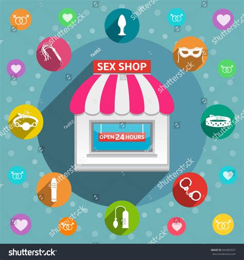 Sex Shop Flat Design Concept Vector Stock Vector Royalty Free