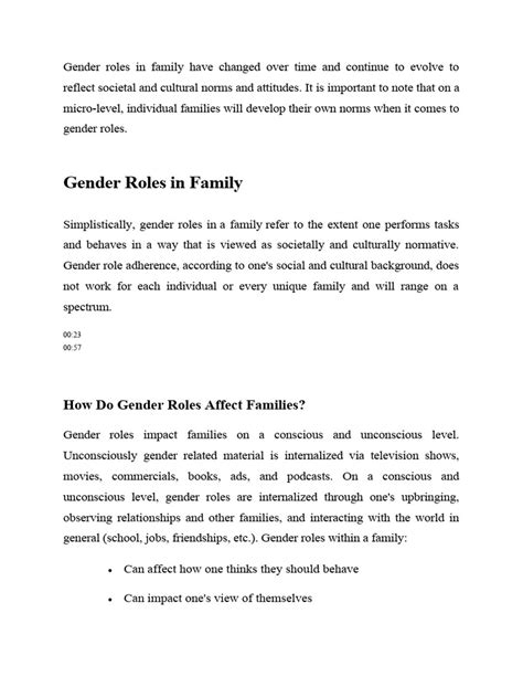 Gender Roles in Family Explaination | PDF | Gender Role | Family