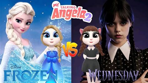 Wednesday🖤 Vs Frozen ️ Of Elsa💙 My Talking Angela 2 💗 Cosplay Mytalkingangela2 Youtube