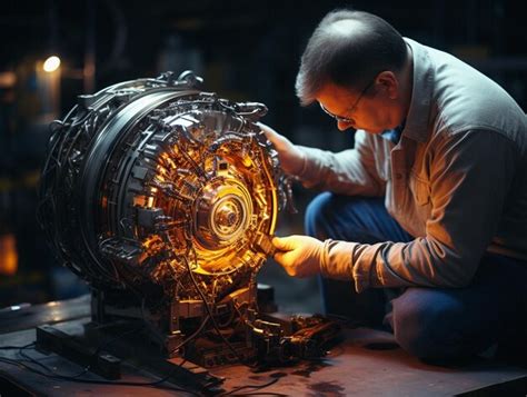 Premium Photo | Aircraft Engine Repair Service A Man Repairs an ...