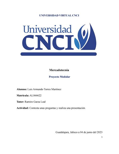 Proyecto Modular Mercadotecnia Universidad Virtual Cnci