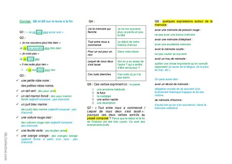 Jai La Mémoire Qui Flanche Couleur Français Fle Fiches Pedagogiques