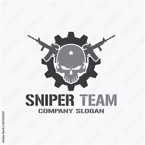 Sniper Team Logo, Game logo, Gun logo, Skull logo, Vector logo template ...