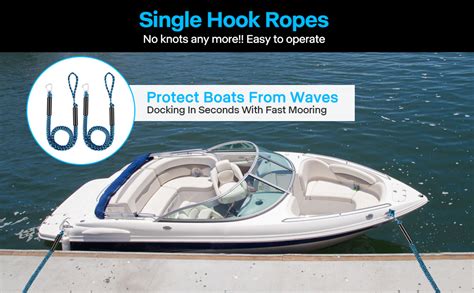 Boat Bungee Dock Lines With 316 Hook 4 Feet Stretches To 6 Feet