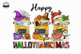 Happy Hallothanksmas School Bus Graphic By Let It Be Design Creative