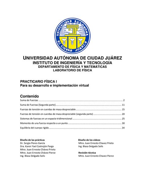 P1 Practica 1 De Fisica 1 Para La Univercidad Autonoma De Ciudad Juarez Universidad AutÓnoma