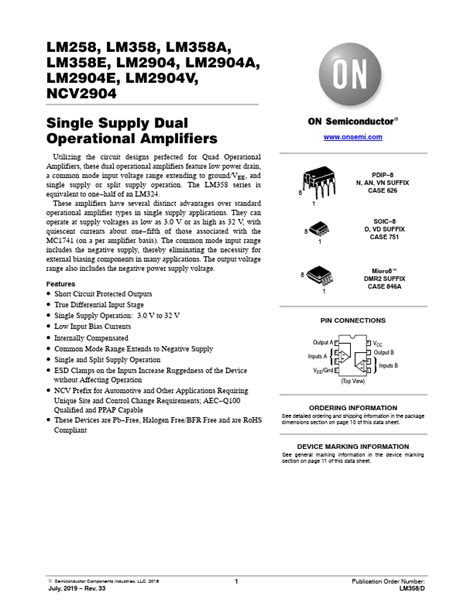 Lm N Datasheet Pdf Low Power Dual Operational Amplifiers