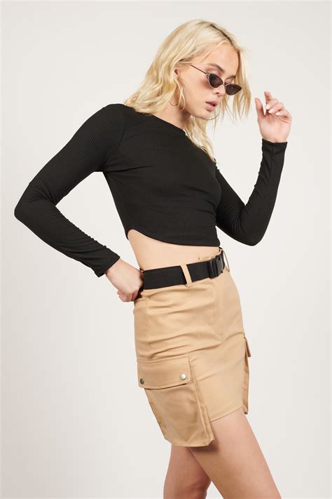 Hang Tight Khaki Belted Cargo Mini Skirt Tobi Us