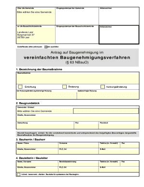Ausfüllbar Online landkreis leer Antrag auf Baugenehmigung im