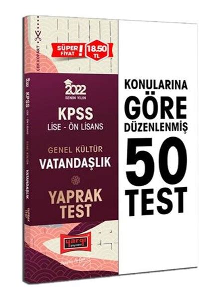 KPSS Kitapları Yargı Yayınları 2022 KPSS Lise Ön Lisans Genel Kültür