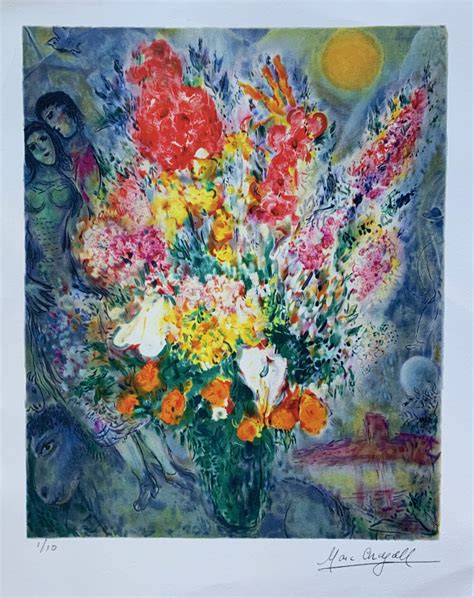 Marc Chagall Original Bouquet Limited Edition Facsimile Signed Giclee