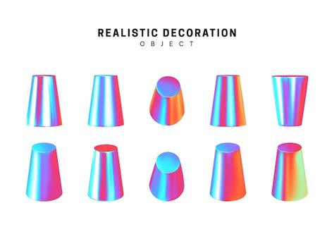 Establecer conos con degradado de color holográfico formas geométricas