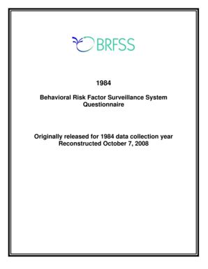 Fillable Online Cdc 1984 Behavioral Risk Factor Surveillance System