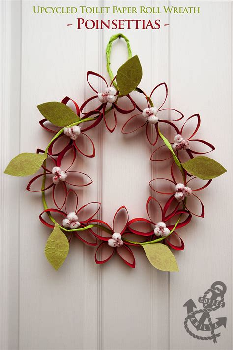 Upcycled Toilet Paper Roll Wreath - Poinsettias » Coffee & Vanilla