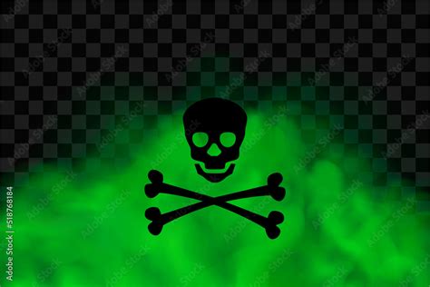 The Skull And Crossbones Symbol On Toxic Green Smoke Fog Or Gas Cloud