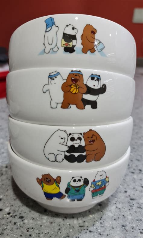 We Bare Bears Porcelain Bowls Furniture Home Living Kitchenware