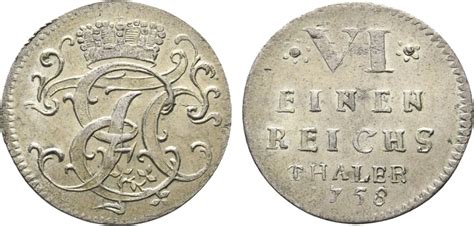 Sachsen Hildburghausen 1 6 Taler 1758 Ernst Friedrich Karl 1745 1780