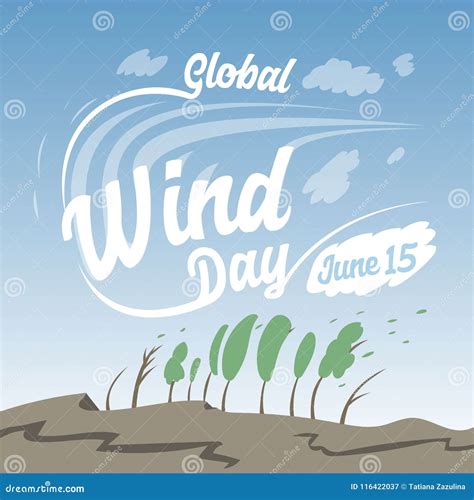 Global Wind Day 15 June Greeting Card Vector Illustration Stock