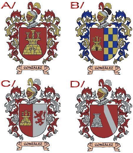 Escudos apellido González A Escudo de Armas Heráldica Pinterest