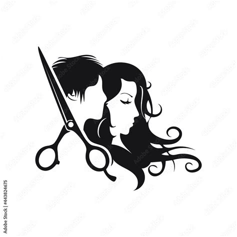 Hairdresser Logo Beauty Salon Logo With Man And Woman Silhouettes