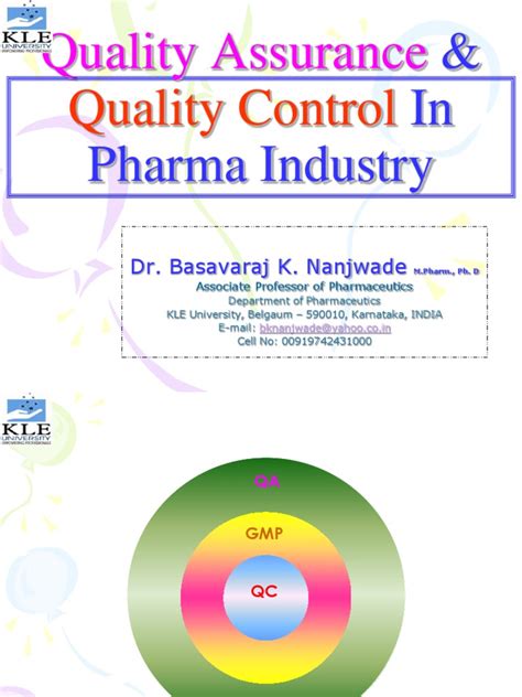 Quality Assurance Control In Pharma Industry Quality Assurance Specification Technical